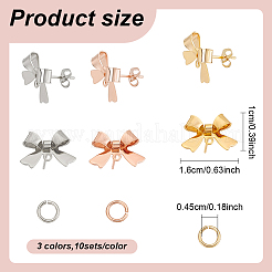 Bowknot Shapes Brass Stud Earring Findings&nbsp;KK-AN0001-09