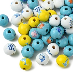 45Pcs 9 Styles Natural Wood European Beads&nbsp;WOOD-FS0001-27
