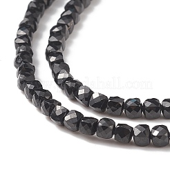 Natural Black Spinel Cube Beaded Necklace for Women&nbsp;NJEW-JN04111-04