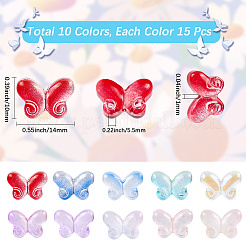 150Pcs 10 Colors Transparent Baking Paint Glass Beads&nbsp;GLAA-LT0001-03
