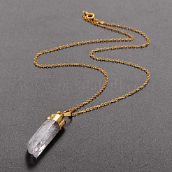 Brass Natural Crystal Pencil Pendant Necklaces&nbsp;NJEW-JN01141