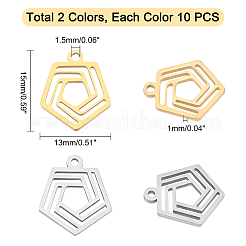 20Pcs 2 Colors 201 Stainless Steel Charms&nbsp;STAS-UN0031-02