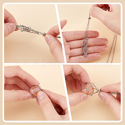 3Pcs 304 Stainless Steel Bar Link Chains Macrame Pouch Empty Stone Holder for Pendant Necklaces Making&nbsp;NJEW-AB00028