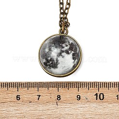 Luminous Glass Planet Pendant Necklace with Antique Golden Alloy Chains&nbsp;PW-WG67491-11