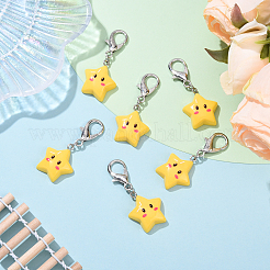 6Pcs Opaque Resin Star Pendant Decorations&nbsp;HJEW-YW00147