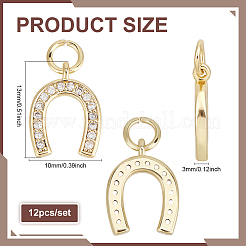 12Pcs Brass Micro Pave Cubic Zirconia Charms&nbsp;KK-BC0014-45A