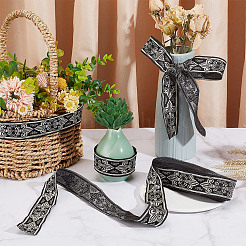 Ethnic Style Polyester Jacquard Fleur De Lis Ribbon&nbsp;OCOR-WH0086-72A-01