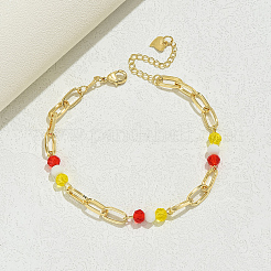 Sweet and Lovely Grass Beaded & Iron Paperclip Chain Anklets for Daily Vacation Gift&nbsp;XC5889-1