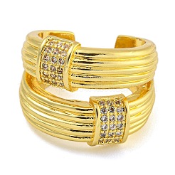 Rack Plating Brass Micro Pave Cubic Zirconia Cuff Rings for Women&nbsp;RJEW-I107-10G