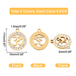 12Pcs 2 Colors 201 Stainless Steel Pendants&nbsp;STAS-UN0031-35