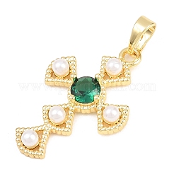Brass Micro Pave Cubic Zirconia Pendants&nbsp;KK-H273-13G