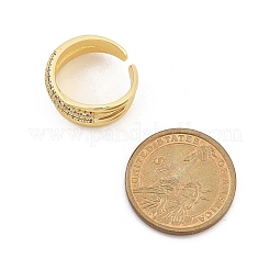 Rack Plating Brass Micro Pave Clear Cubic Zirconia Cuff Rings for Women&nbsp;RJEW-M028-107G