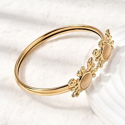 304 Stainless Steel Cat Eye Cuff Bangles&nbsp;BJEW-L719-02B-G