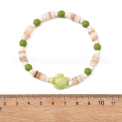 2Pcs Synthetic Turquoise and Natural Freshwater Shell Beads Stretch Bracelets for Women Men&nbsp;BJEW-JB13874