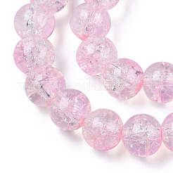 Transparent Crackle Baking Paint Glass Beads Strands&nbsp;DGLA-T003-01B-14