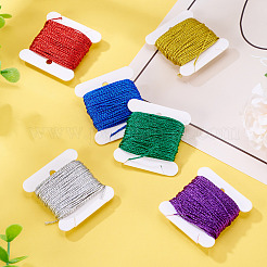 6Pcs 6 Colors 12-Ply Polyester Metallic Embroidery Threads&nbsp;DIY-TAC0020-74