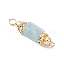 Natural Aquamarine with Electroplate Synthetic Non-magnetic Hematite Faceted Column Connector Charms&nbsp;PALLOY-JF04855