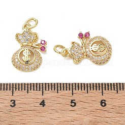 Brass Micro Pave Clear Cubic Zirconia Pendants&nbsp;KK-T085-02G