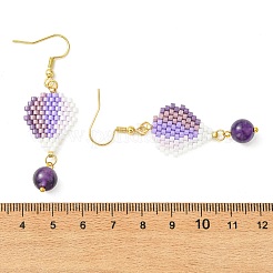 304 Stainless Steel with Glass Cylinder Seed Beads Hot Air Balloon Dangle Earrings&nbsp;EJEW-MZ00820-02