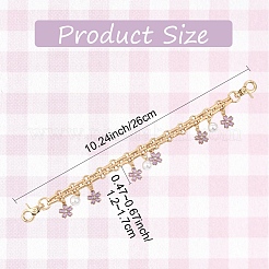 Alloy Enamel Flower with ABS Plastic Pearl Round Bead Charm Iron Chain Bag Decorative Chains&nbsp;HJEW-FS00054-03