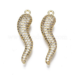 Brass Micro Pave Clear Cubic Zirconia Pendants&nbsp;ZIRC-S068-054-NF