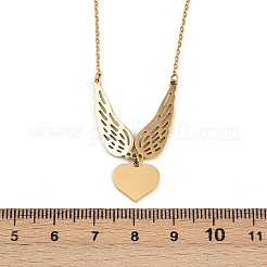 304 Stainless Steel Heart with Angel Wings Pendant Necklaces for Women&nbsp;NJEW-G176-03G