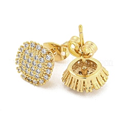 Brass Micro Pave Cubic Zirconia Ear Studs&nbsp;EJEW-P261-32G