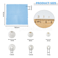 36Pcs 3 Size Round 925 Sterling Silver Textured Beads&nbsp;STER-DC0001-33