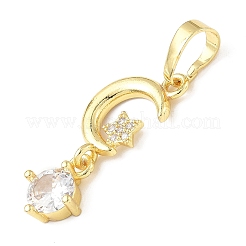 Brass Micro Pave Cubic Zirconia Pendants&nbsp;KK-D357-34G