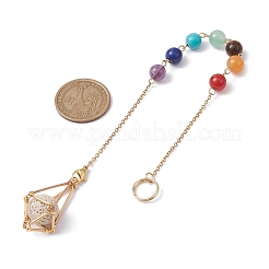 Chakra Mixed Synthetic & Natural Round Gemstone Pointed Dowsing Pendulums&nbsp;PALLOY-JF02520-02