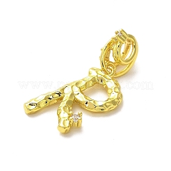 Rack Plating Brass Micro Pave Cubic Zirconia European Dangle Charms&nbsp;KK-L210-015G-R