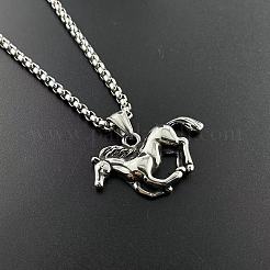 304 Stainless Steel Horse Animal Pendant Punk Street Hip-hop Necklaces&nbsp;OH9267