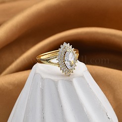 Adjustale Rack Plating Brass Micro Pave Clear Cubic Zirconia Finger Rings for Women&nbsp;RJEW-M028-53G