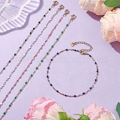 304 Stainless Steel Enamel Link Chain Anklets&nbsp;AJEW-AN00630
