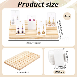 4Pcs Wooden Jewelry Earring Display Card Storage Slotted Stands&nbsp;ODIS-AR0001-18