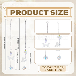 2Pcs 2 Styles Glass & Alloy Butterfly Hanging Suncathers&nbsp;HJEW-LP0002-89C