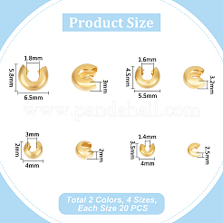 160Pcs 8 Style 304 Stainless Steel Crimp Beads Covers&nbsp;STAS-UN0053-50