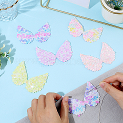 30Pcs 5 Colors Wing Polyester and Sequins Computerized Embroidery Cloth Iron on/Sew on Patches&nbsp;DIY-GF0012-54