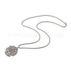 201 Stainless Steel Hollow Tree of Life Pendant Box Chain Necklaces&nbsp;NJEW-M086-04P