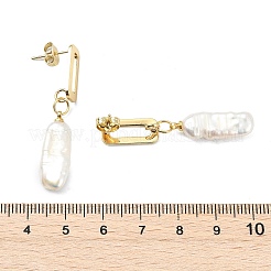 Brass Dangle Stud Earrings with Natural Keshi Pearl&nbsp;EJEW-JE06985