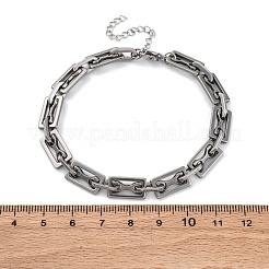304 Stainless Steel Rectangle Link Chains Bracelets for Men & Women&nbsp;BJEW-D042-36P