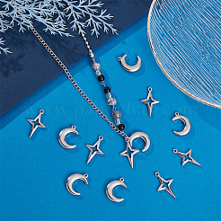 12Pcs 2 Style 304 Stainless Steel Pendants&nbsp;STAS-UN0042-13