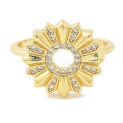 Brass Micro Pave Cubic Zirconia Cuff Rings for Women&nbsp;RJEW-P129-06B-G