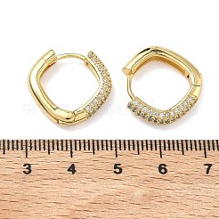 Brass Micro Pave Clear Cubic Zirconia Hoop Earrings&nbsp;EJEW-C182-07A-G
