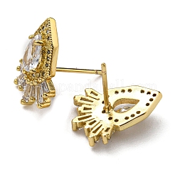 Rack Plating Brass Teardrop Stud Earrings with Cubic Zirconia&nbsp;EJEW-D026-12G