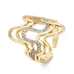Brass Micro Pave Clear Cubic Zirconia Cuff Rings&nbsp;RJEW-H262-02G