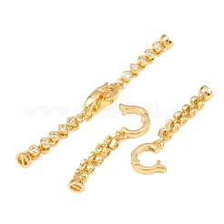 Brass Micro Pave Clear Cubic Zirconia Fold Over Clasps&nbsp;KK-U059-64G