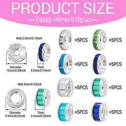 40Pcs 8 Styles Alloy Glass & Iron Rhinestone Spacer Beads&nbsp;FIND-TA0008-70B
