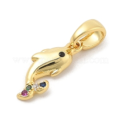 Rack Plating Leaf Brass Clear Cubic Zirconia Pendants&nbsp;KK-S407-13G-C
