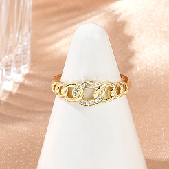 Brass Micro Pave Clear Cubic Zirconia Open Cuff Rings&nbsp;RJEW-G343-25G